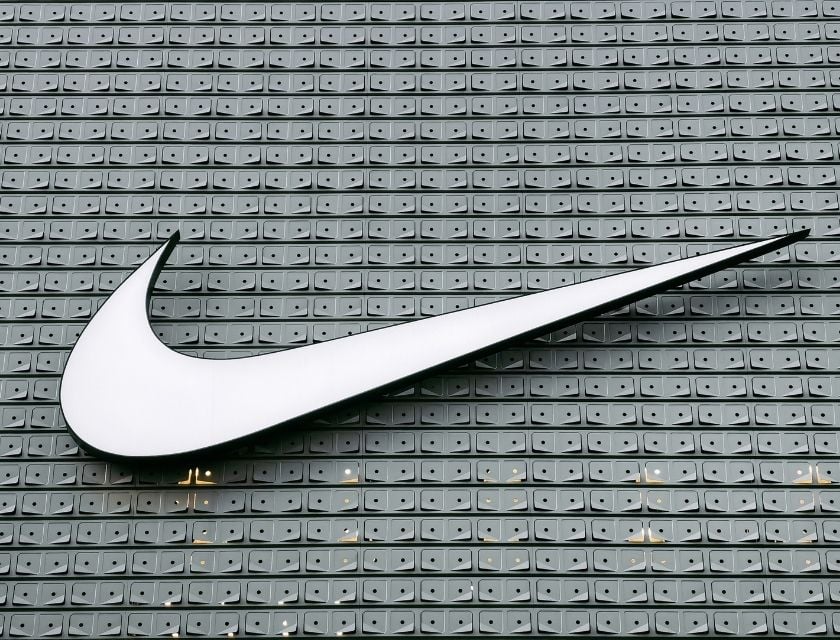 Nike logo design in a building