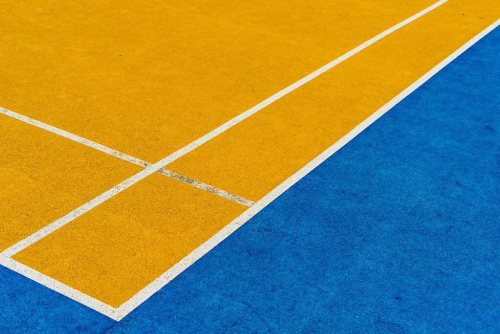 yellow and blue color contrast in floor