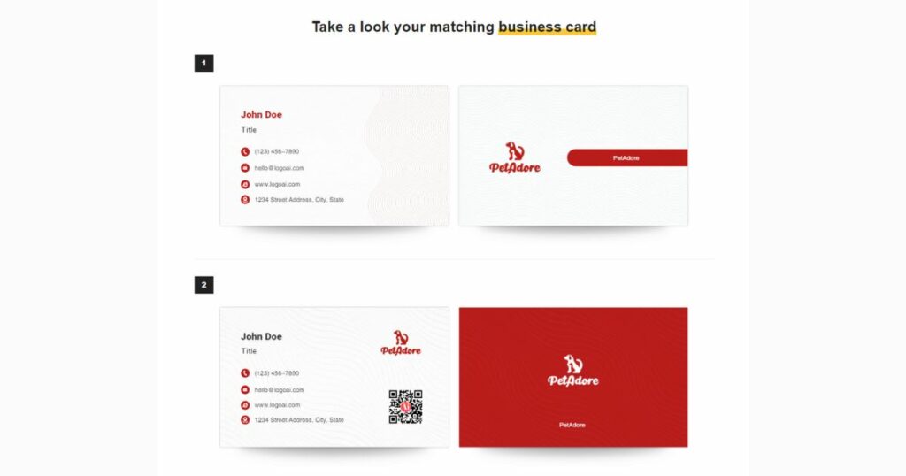Instant Logo Brand Center Business Card Section