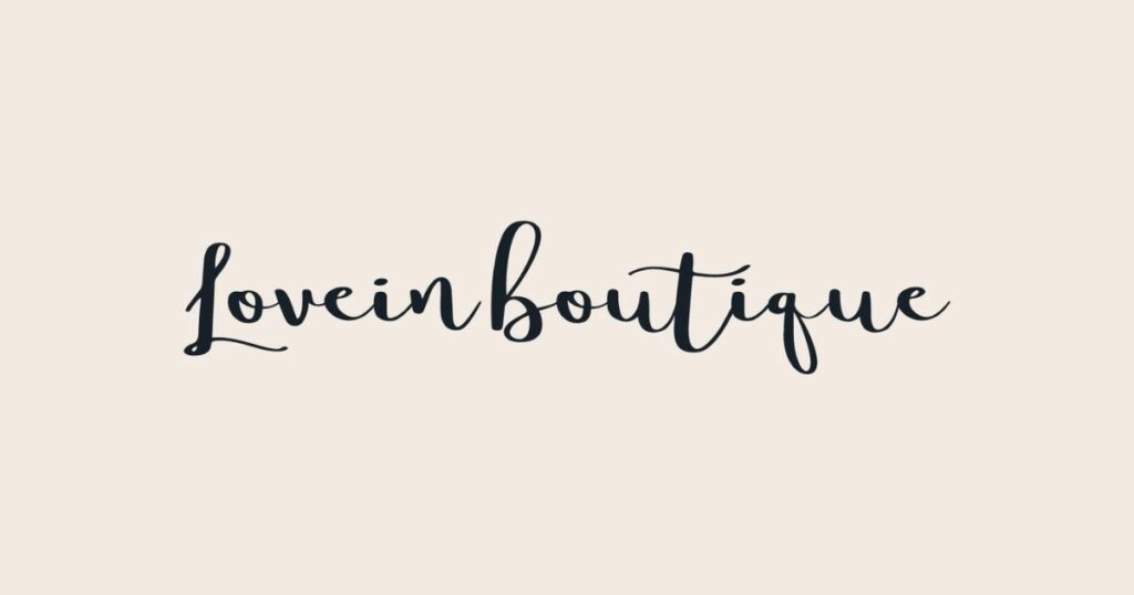 Lovein Boutique as a sample type of wordmark logo design which is one of the types of logos