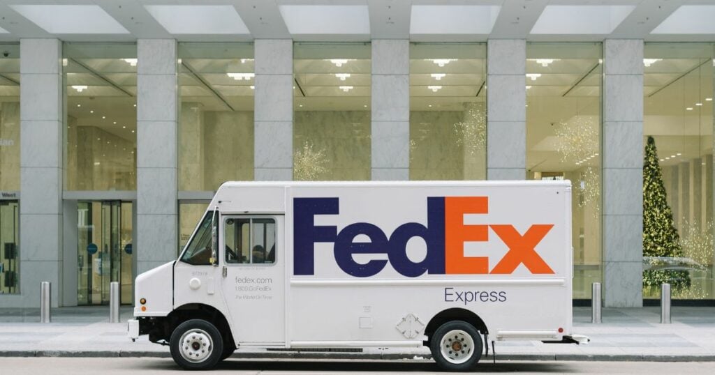 FedEx Truck outside a building