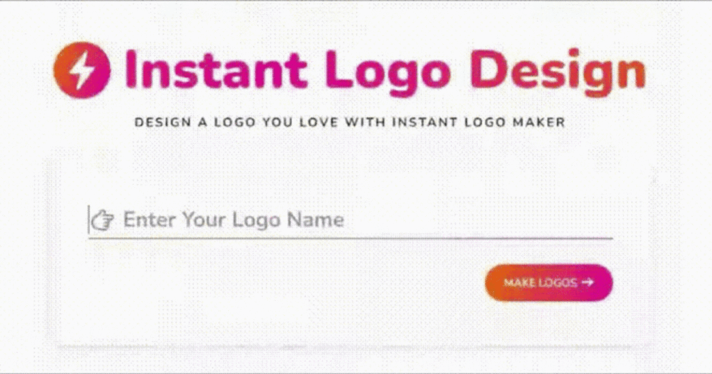 GIF of Typing Instant Logo Design on the website