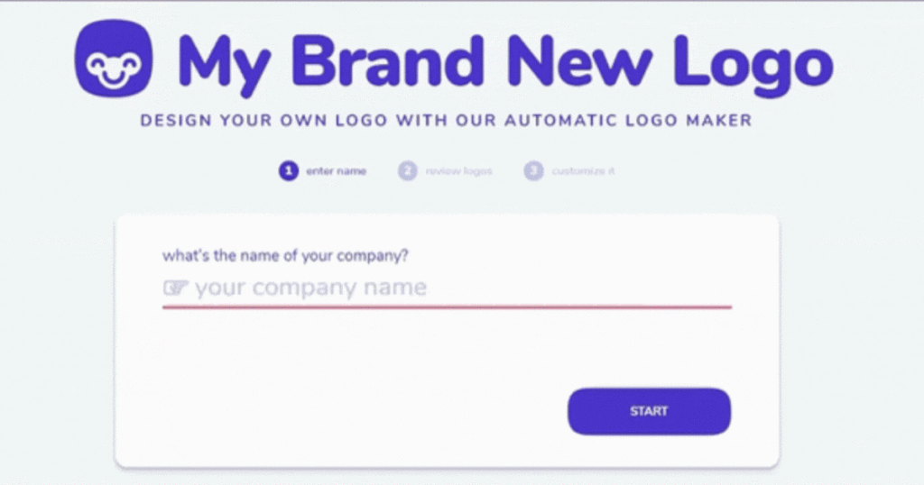 GIF of Typing My Brand New Logo on its website