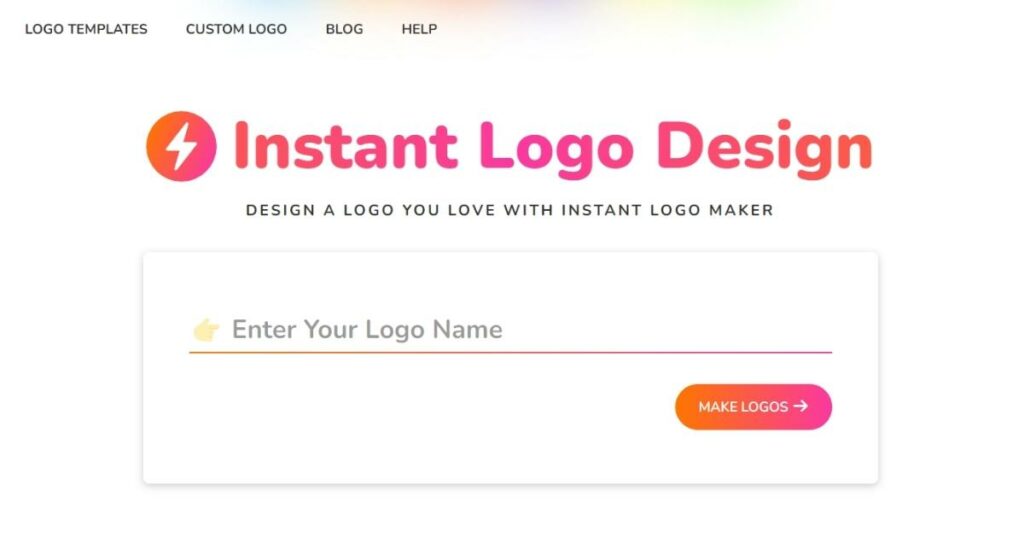 Instant Logo Design landing page as one of the best logo makers out there