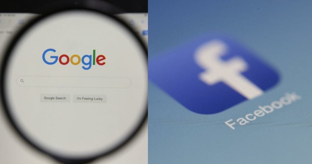 google and facebook logo as sample of a text logo and image logo