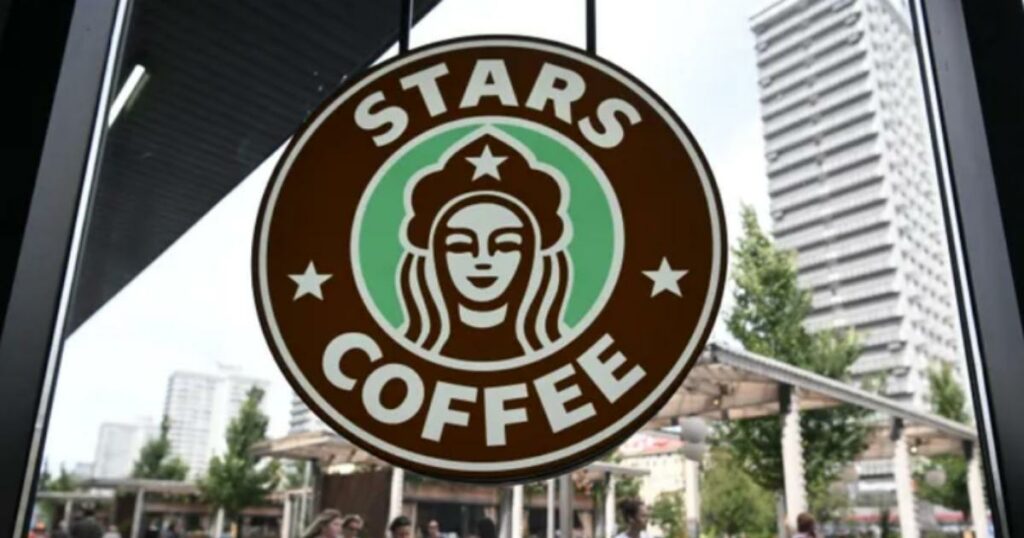 stars coffee stand on the first store in russia