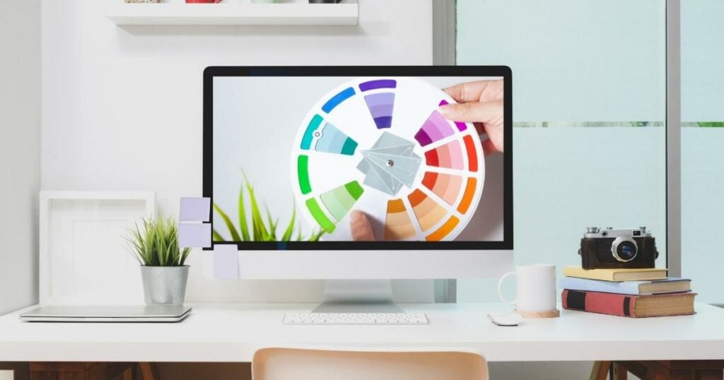 color wheel on monitor screen