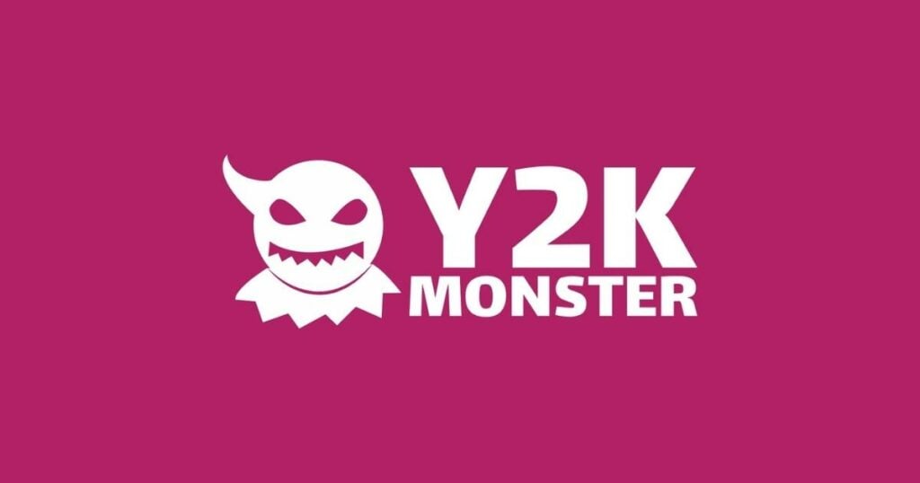 Y2K logo Monster in read logo background