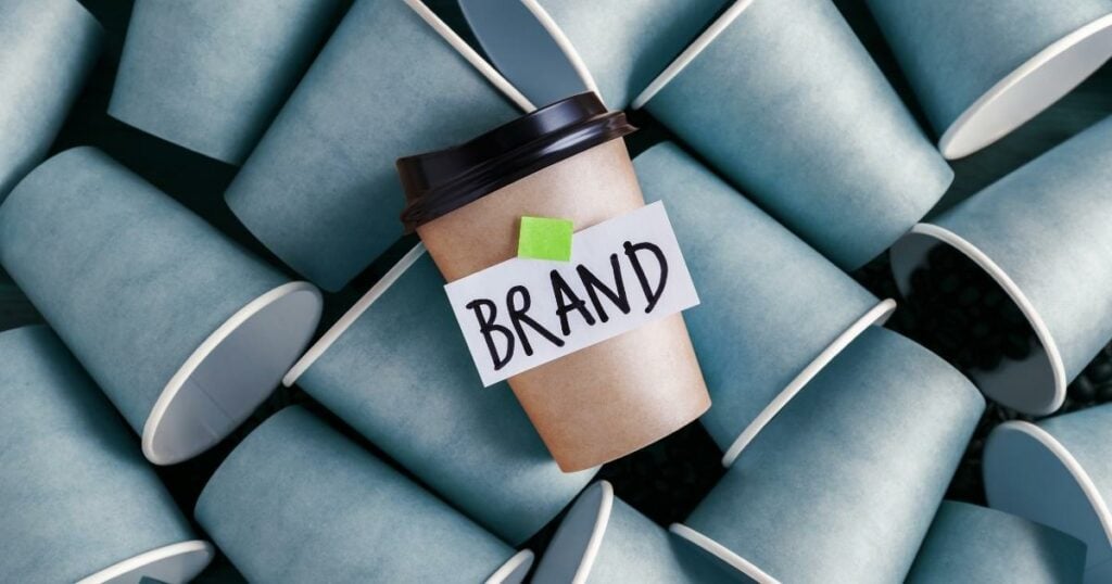 brand written in a paper cup