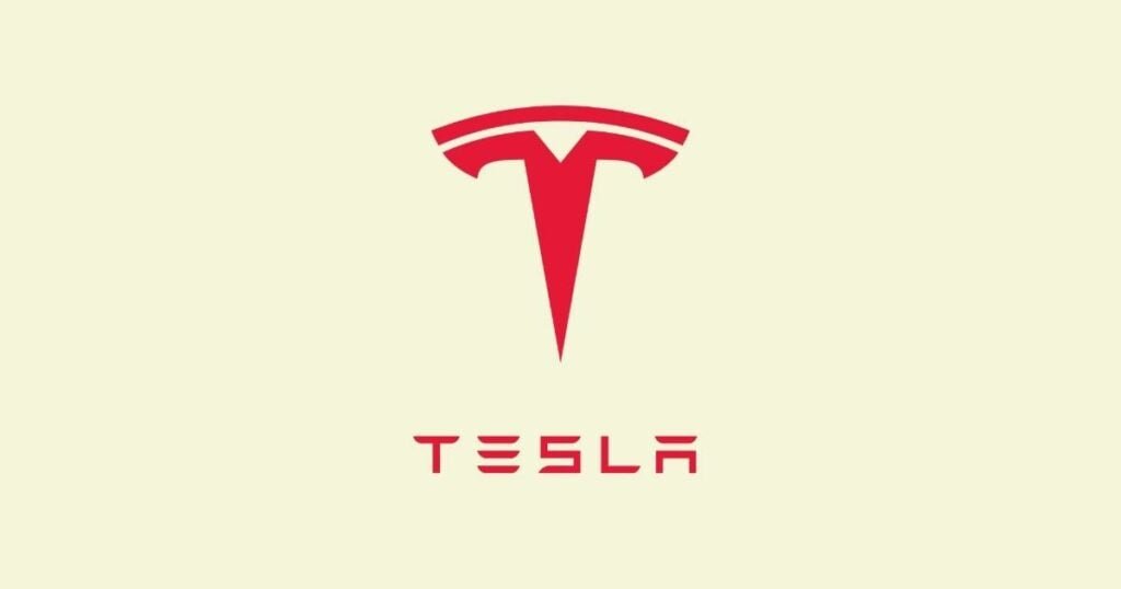 The first tesla motors logo design in 2003 with red-colored icon
