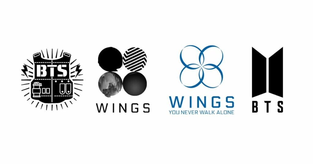 the BTS (Bangtan Sonyeondan) Logo Over the years, or what was also considered to be the album cover