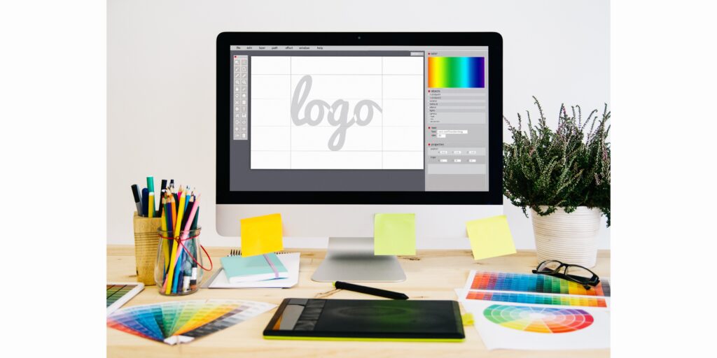 editing a logo on a monitor