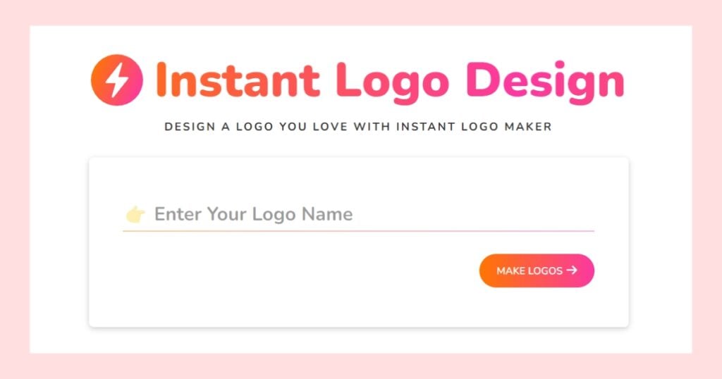 instant logo design landing page
