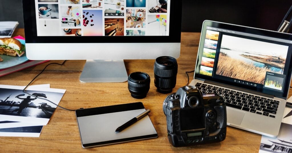 photo of different photography tools in a table