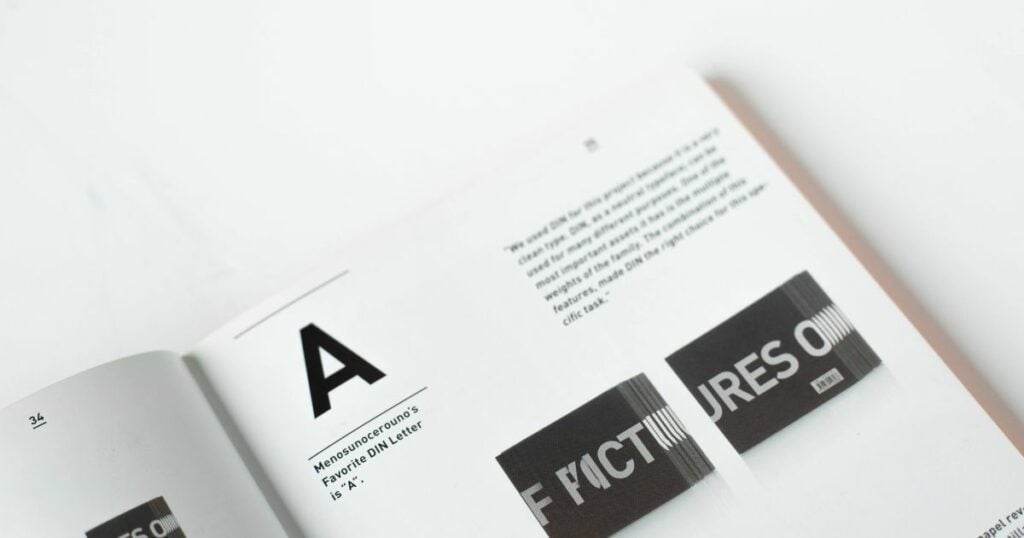 An open font book page showcasing a specific font with detailed characteristics and visual representation.