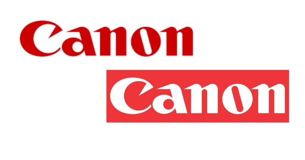 canon camera logo where two canon words where taken as the first one was written in plain red, while the other one of the right is inside red box with a white typeface color