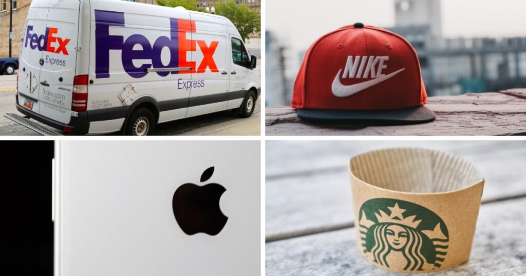 4 Brands Sample that uses 3D Logos like fedex, apple, nike, starbucks