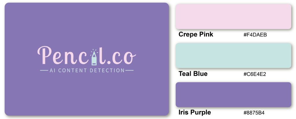 Crepe Pink, Teal Blue, and Iris Blue color combinations