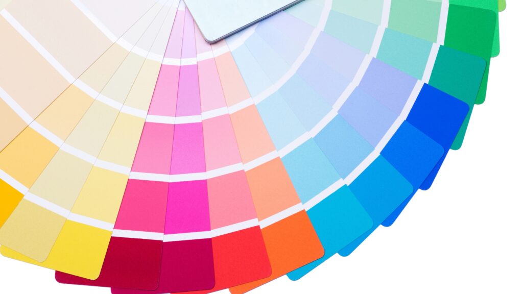 variety of colors printed on paper in white background